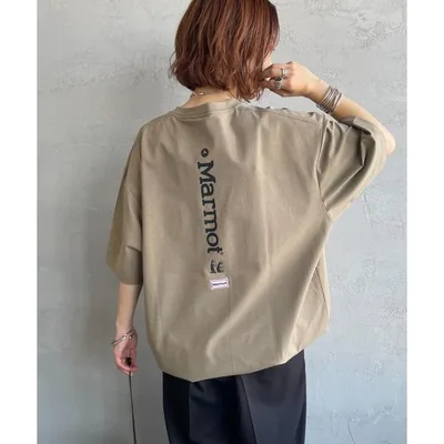 tシャツ 半袖 「Marmot/マーモット」 別注 ドローコード付き バーティカルロゴ バックプリントTシャツ「追加」 レディース メンズ