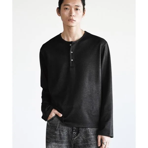 ヘンリーネック tシャツ REFINED WAFFLE HENLEY NECK L/S TEE メンズ レディース