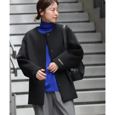 「JOURNAL STANDARD relume」 ノーカラーコート 38 ブラック レディース