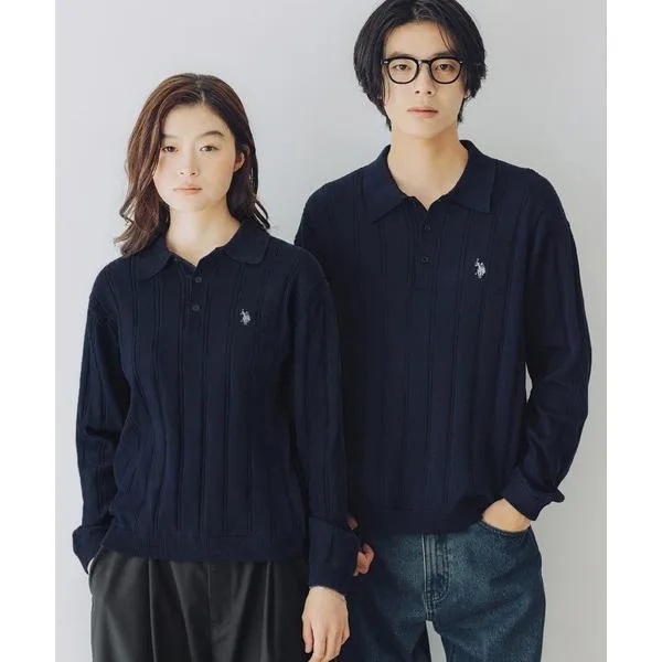 セーター ニット U.S. POLO ASSN. 別注 針抜きポロニット メンズ レディース