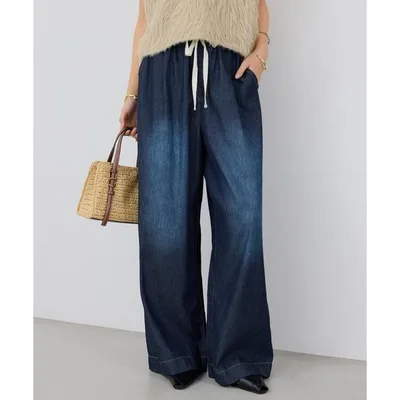 ワイドパンツ ジーンズ デニム デニムパンツ 涼やか!軽やか!ライトオンスデニムイージパンツ レディース