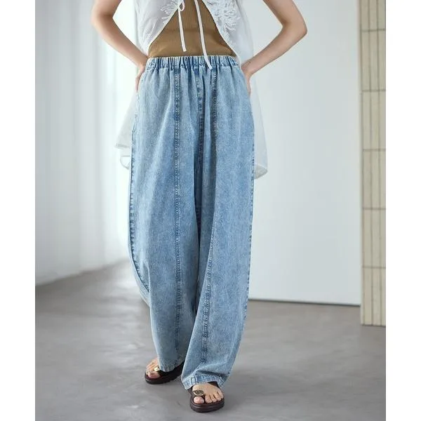 ワイドパンツ ジーンズ デニム デニムパンツ イージーコクーンデニムパンツ 661665 レディース