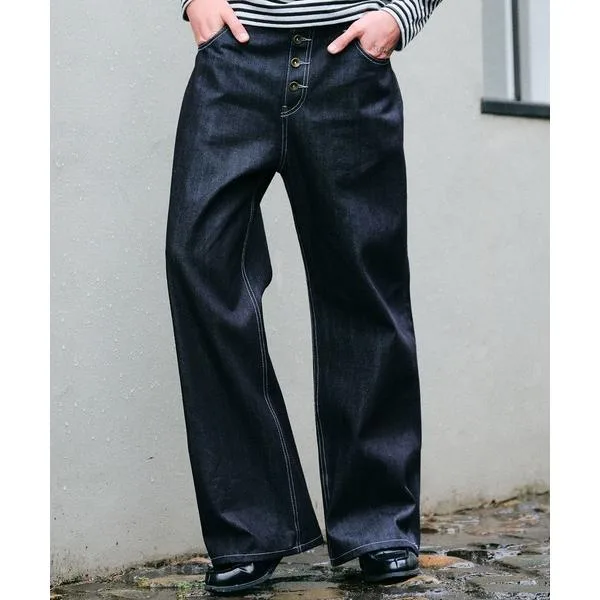 ジーンズ selveage button fly straight denim pants / セルビッジボタンフライストレートデニムパンツ メンズ レディース