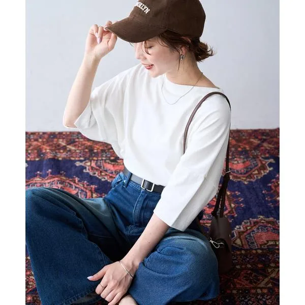 tシャツ 半袖 限定展開 ボートネック バスク 半袖 Tシャツ レディース