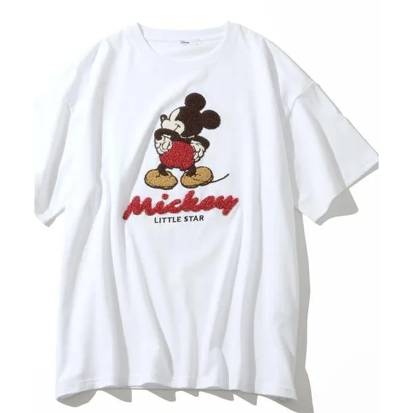 tシャツ 「Disney/ディズニー」別注 アソート アートワークデザイン サガラ刺繍 半袖Tシャツ メンズ レディース