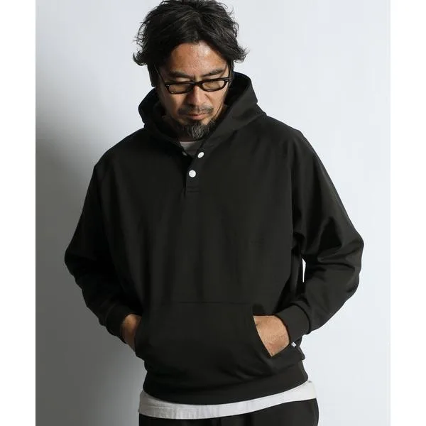 パーカー 「AIR FLEX」SETUP HENLEY HOODIE:機能素材 「エアフレックス」セットアップ ヘンリー パーカー メンズ