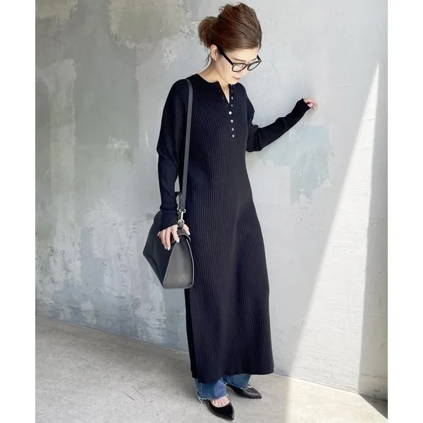 「Spick & Span」 ニットワンピース FREE ネイビー レディース