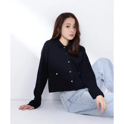 カーディガン 「ちょうど、いい服」“きちんと見え上手”な襟付きニット レディース