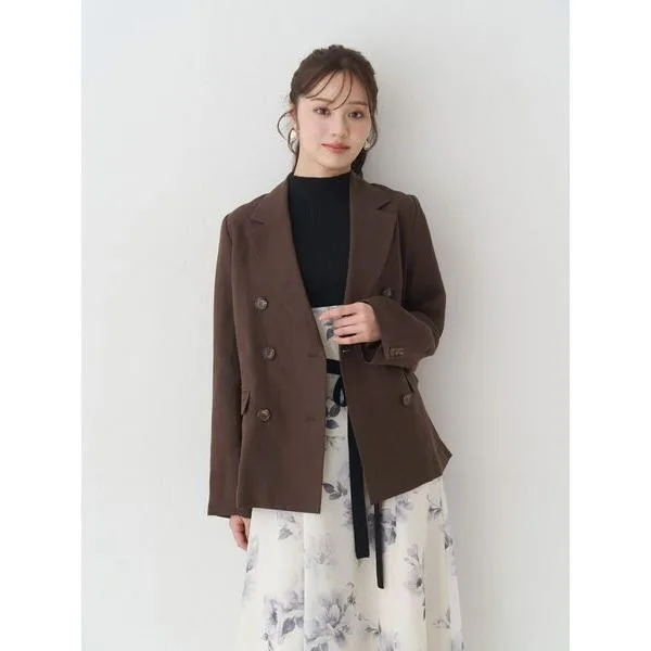 ジャケット テーラードジャケット リネンダブルジャケット レディース