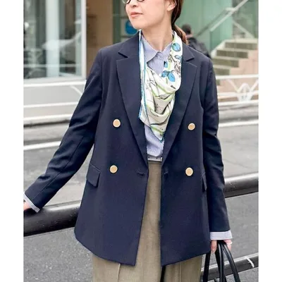 ジャケット テーラードジャケット ウォッシャブル麻調スラブWジャケット レディース