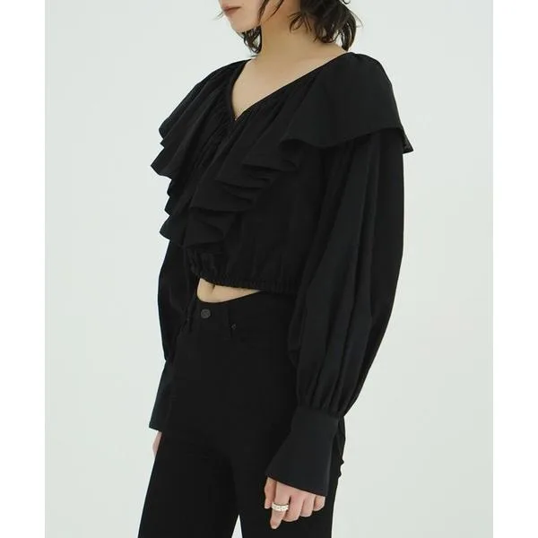 ブラウス シャツ FRILL COLLAR SHORT BLOUSE レディース