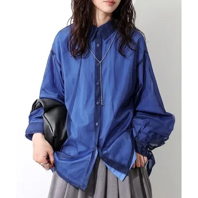 アンティカ antiqua ブラウス シャツ 重ね着風 シアー シャツ レディース