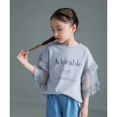 tシャツ チュール切り替え半袖Tシャツ キッズ 子供服 女の子