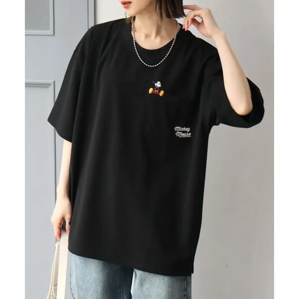 tシャツ 「Disney/ディズニー」アムンゼン ポケット付き ロゴ 半袖Tシャツ メンズ レディース