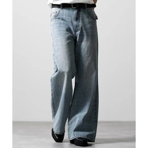 ワイドパンツ ジーンズ 「CLEL」Vintage Design Damage/Basic Pantaloon Denim Pants / ヴィンテージデザイン ダメージ/ベーシック パンタロンデニムパンツ