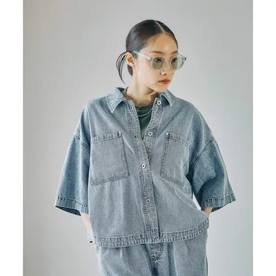 ブラウス シャツ 半袖 デニムBIGショートシャツ/SS 639529 レディース