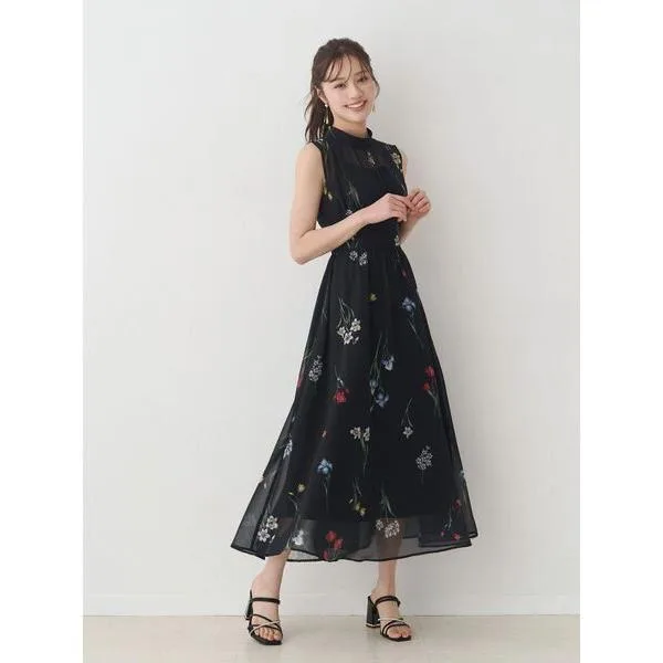 ワンピース 花柄バックレースアップワンピース