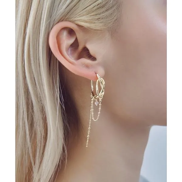 フープ ピアス ハング チェーン × ノット フープ ピアス レディース