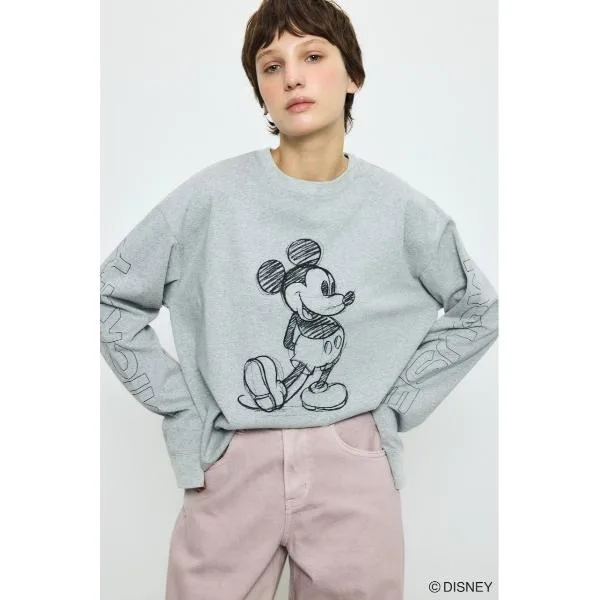 tシャツ 「身長/骨格別着用画像あり」ADスケッチプリントロンT / MICKEY ディズニー ミッキー キャラクター コラボ 春服 夏服 秋服 レディース