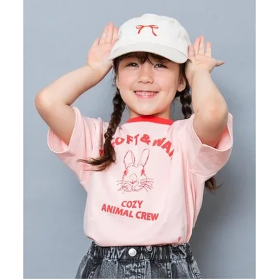 tシャツ 「WEB限定」リンガー配色アニマルカレッジ半袖Tシャツ キッズ 子供服 男の子 女の子