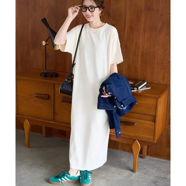 ワンピース 半袖 限定展開 USAコットン ビッグシルエット Tシャツワンピース