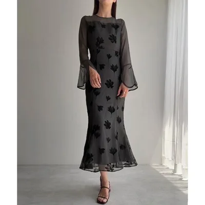 ワンピース シアーフラワーマーメイドワンピース