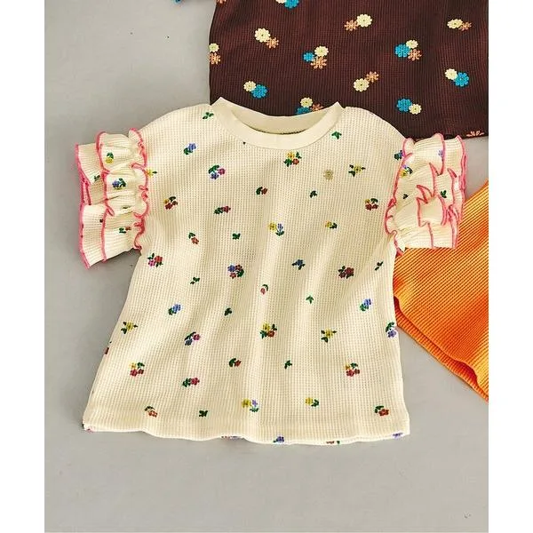 tシャツ 「新色追加」ワッフルフリル半袖Tシャツ キッズ 子供服 女の子