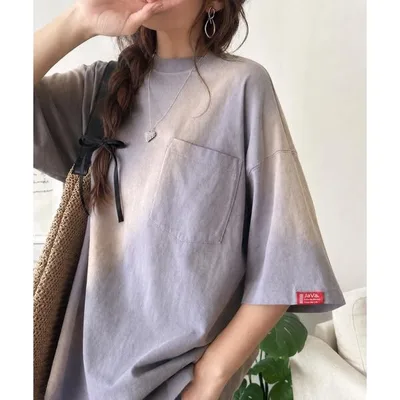 tシャツ 半袖 「JaVaジャバコラボ」唯一無二のヴィンテージ感。二の腕カバー♪オーバーサイズシルエットのスプレーダイポケットTシャツ(半袖)