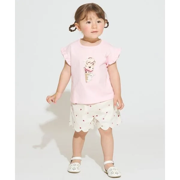 パンツ 「防汚加工」スカラップショートパンツ キッズ 子供服 女の子