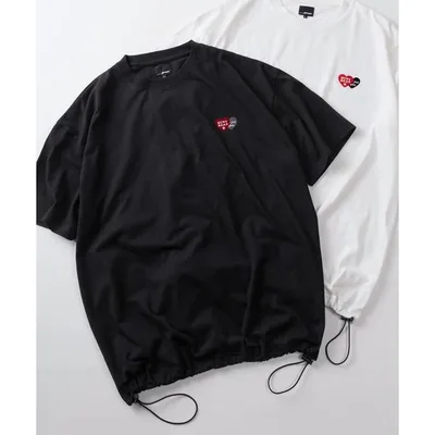 tシャツ 半袖 「85」別注 ワンポイント ハートロゴ刺繍 フロッキーワッペン クルーネックTシャツ/ドローコード/ユニセックス/レディース/メンズ/新柄追加…