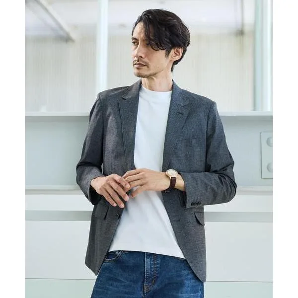 ジャケット テーラードジャケット 「通気性」ジャージ千鳥柄 ジャケット メンズ