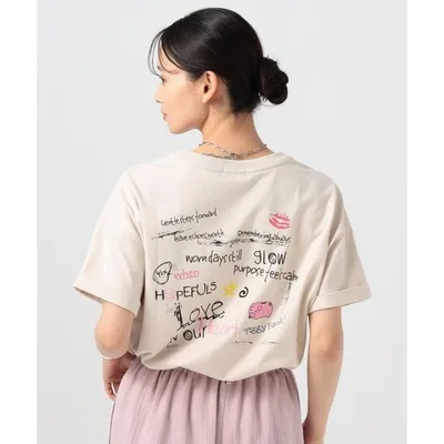 tシャツ 半袖 「ヴィンテージ感のある風合い」ピグメントロゴ半袖Tシャツ レディース