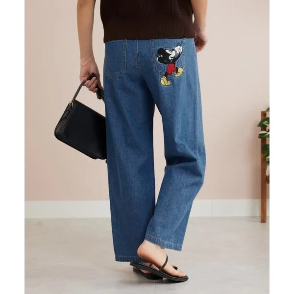 ジーンズ デニム デニムパンツ 「Disney」「ミッキー」刺しゅうデニムパンツ68 レディース