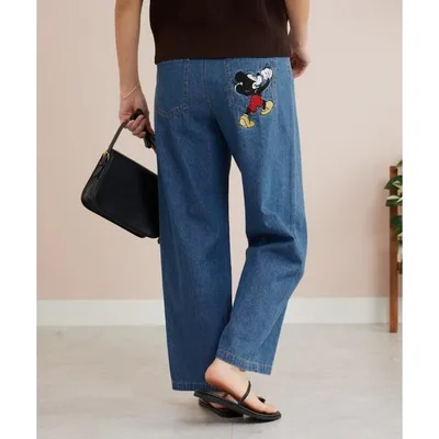 ジーンズ デニム デニムパンツ 「Disney」「ミッキー」刺しゅうデニムパンツ68 レディース