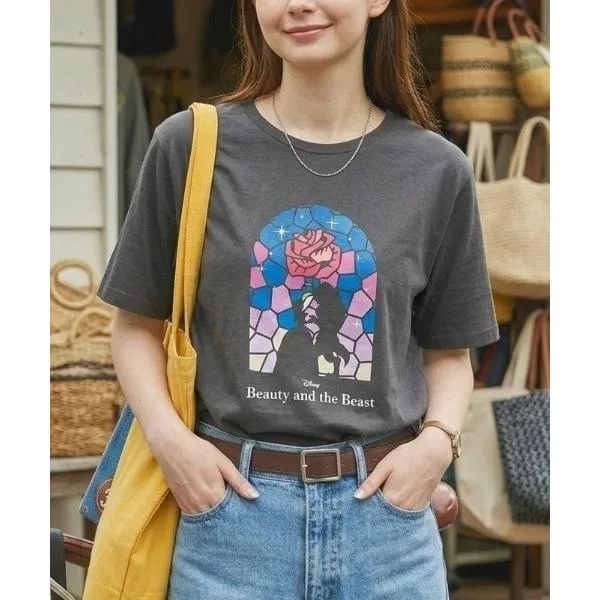 tシャツ 半袖 「Disney」「美女と野獣」ヴィンテージTシャツ レディース