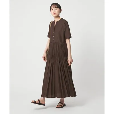 ワンピース 半袖 「size SHORT/TALLあり」ワッシャー プリーツ ショートスリーブ ワンピース