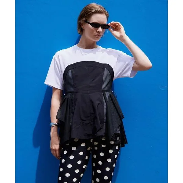 tシャツ 半袖 Mesh Docking T-Shirt/メッシュドッキングTシャツ レディース