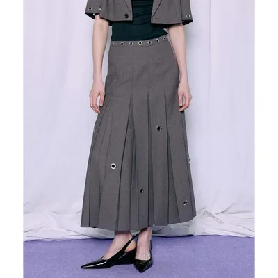 ロング スカート Eyelet Pleated Skirt/アイレットプリーツスカート