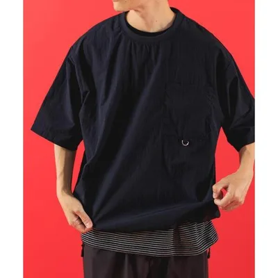 tシャツ 「接触冷感/撥水/イージーケア/UVカット」タスランナイロンクルーネックドロストTシャツ メンズ