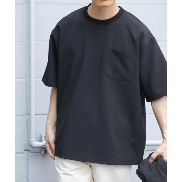 tシャツ 2wayストレッチクルーネック布帛Tシャツ メンズ