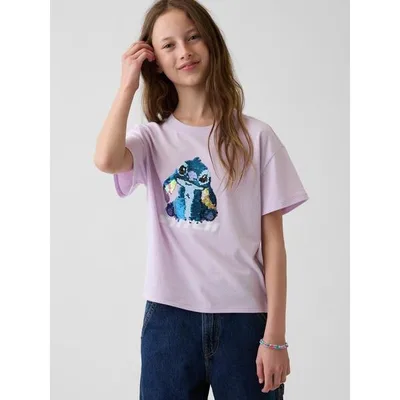 tシャツ GapKids × ディズニー オーバーサイズ フリッピースパンコール グラフィックTシャツ キッズ 子供服 女の子