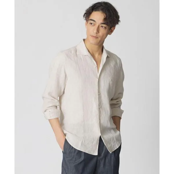 シャツ 「ウォッシャブル」シャンブレーリネンシャツ メンズ