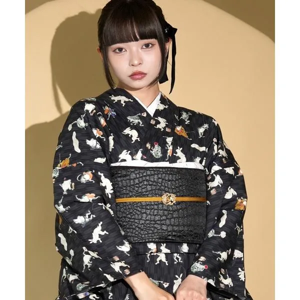 着物 着物 単衣 ニコアンティーク 戯画日和 レディース