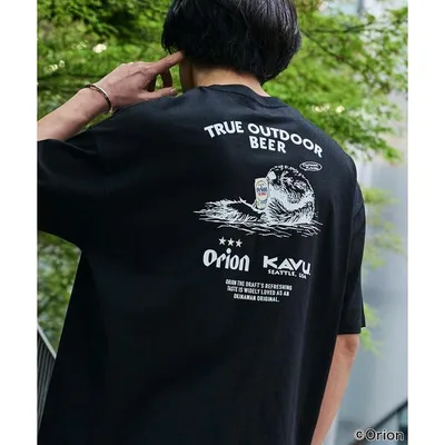 tシャツ 限定展開 KAVU×ORION 別注 ビッグシルエット アニマルバックプリント クルーネック Tシャツ ラッコ カブー オリオン ビール メンズ レディース