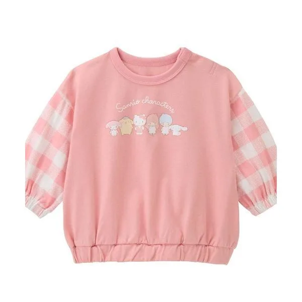tシャツ チェック袖プリント長袖Tシャツ「サンリオキャラクターズ」 キッズ 子供服 男の子 女の子