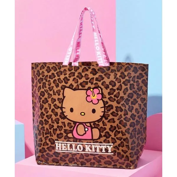 エコバッグ 「Sanrio/サンリオ」レオパード柄 キャラクター ショッパー トートバッグ (ハローキティ、クロミ、シナモロール)