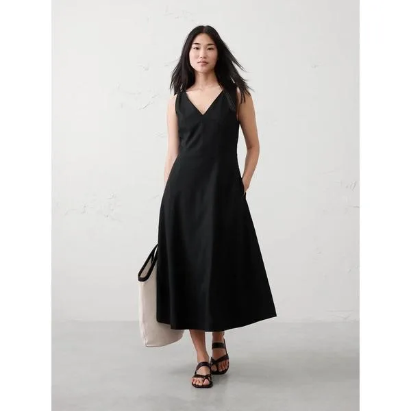 ワンピース BANANA REPUBLIC FACTORY STORE リネン ブレンド ドレーピー ミディ ワンピース