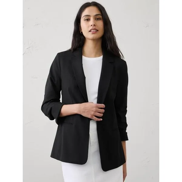 ジャケット テーラードジャケット BANANA REPUBLIC FACTORY STORE スカルプテッド ストレッチ ルーシュスリーブ ブレザー レディース