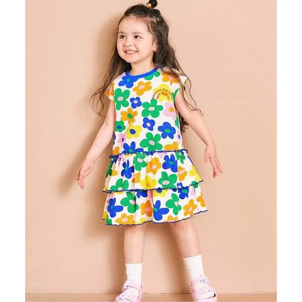 ワンピース 「リンク」アソート総柄フリルワンピース キッズ 子供服 女の子