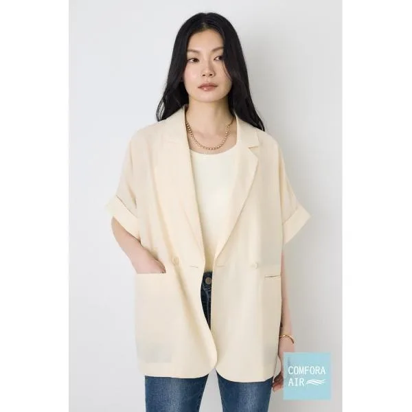 ジャケット テーラードジャケット 「接触冷感」COMFORA AIRハーフスリーブジャケット 春服 夏服 レディース